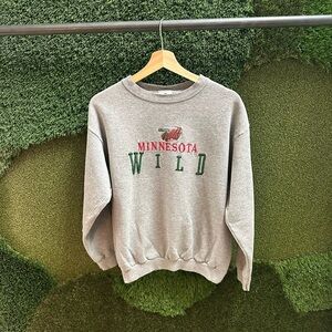 Vintage NHL Minnesota  Wild Spellout Crewneck Medium